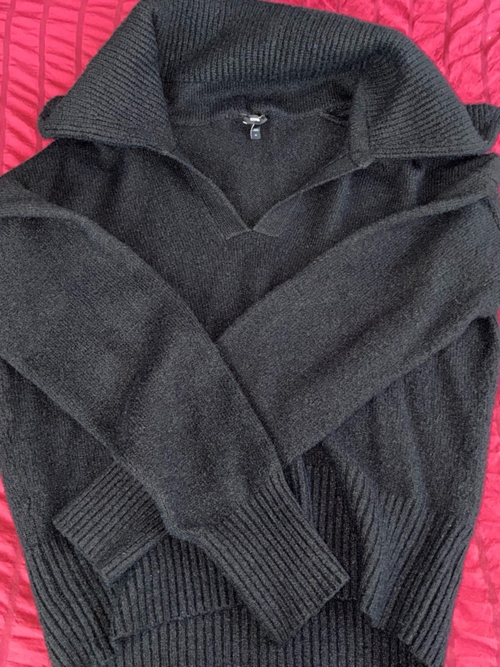 Express Black Women's V-Neck Shawl Collar Sweater